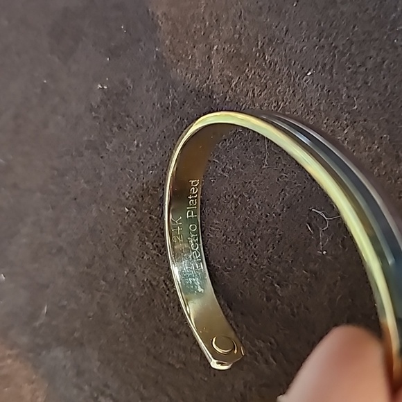 Vintage Unisex 2 Tone Gold Silver 24k Electroplated Cuff Bracelet LOT 574 - Picture 3 of 4